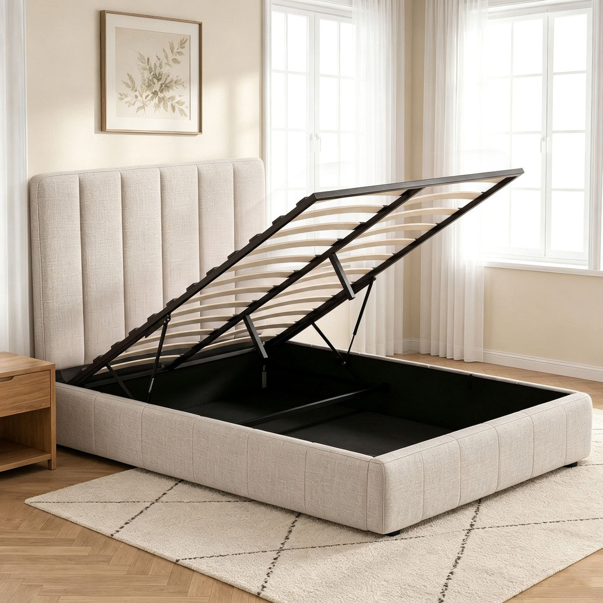 Artiss Bed Frame Queen Size Beige TETTE Artiss