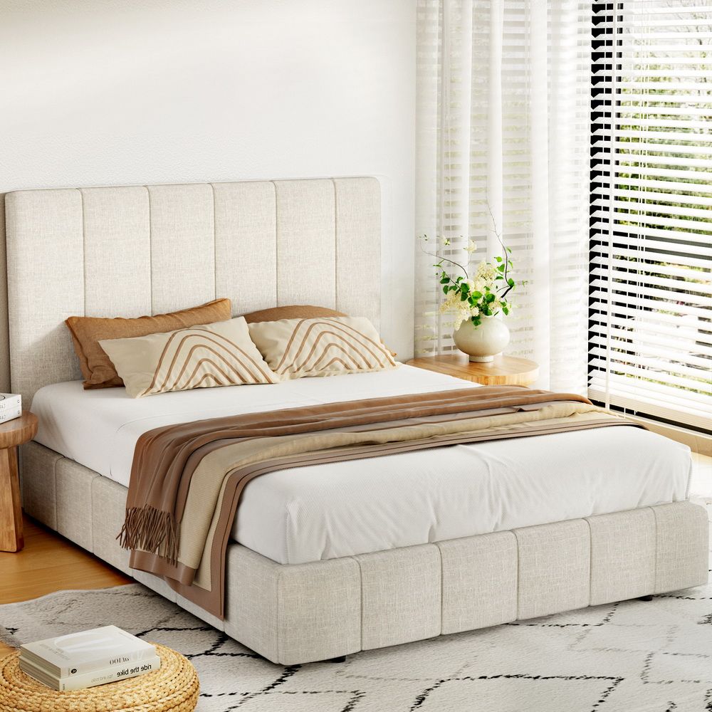 Artiss Bed Frame Queen Size Beige TETTE Artiss