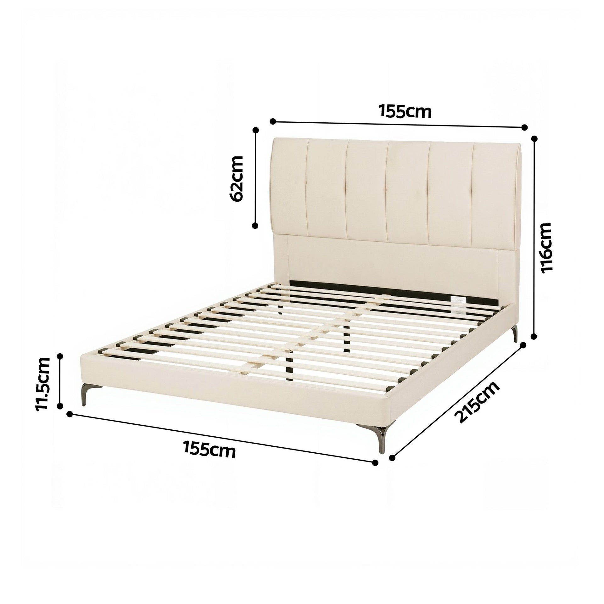 Artiss Queen Bed Frame Upholstered Platform Bed with Tufted Headboard 300kg Support Awezingly