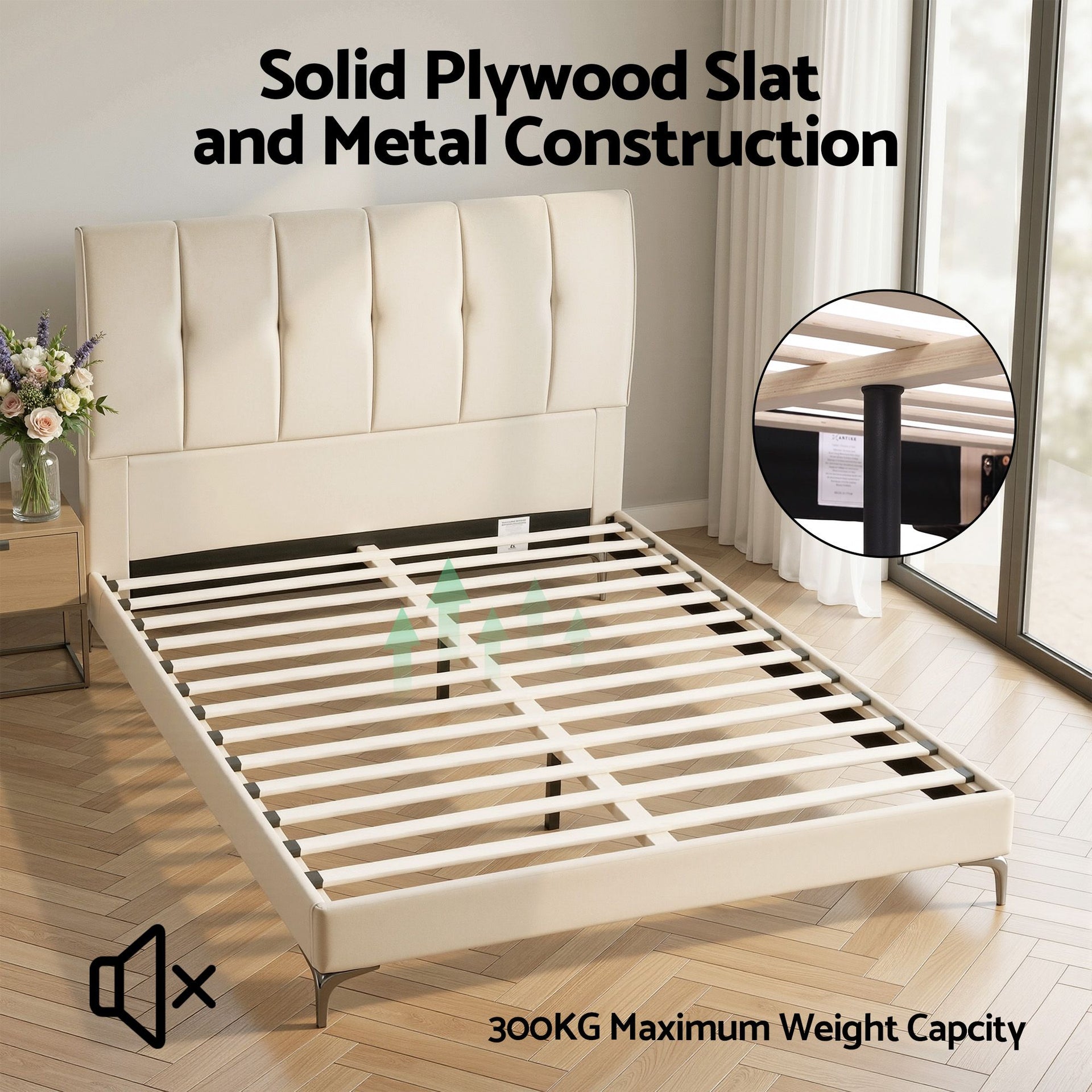 Artiss Queen Bed Frame Upholstered Platform Bed with Tufted Headboard 300kg Support Awezingly
