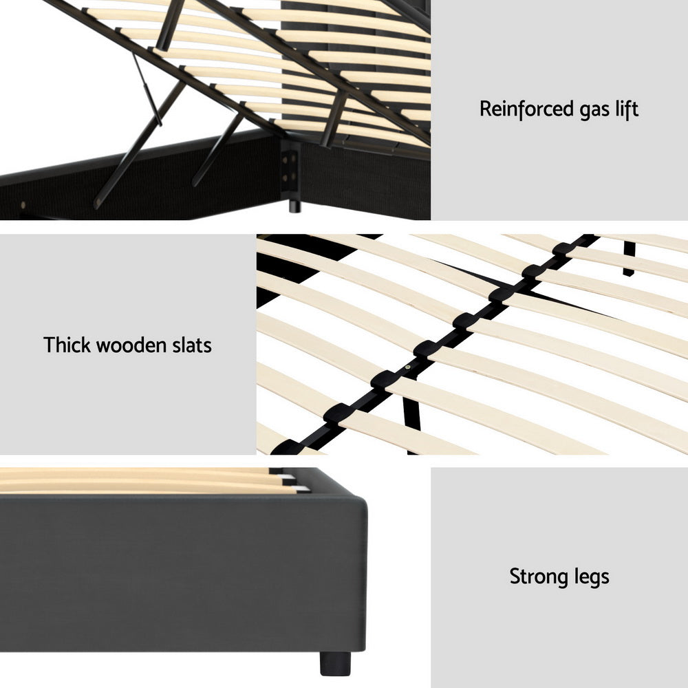 Artiss Bed Frame Double Size Velvet Grey FION Artiss