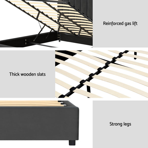 Artiss Bed Frame King Size Velvet Grey FION Artiss