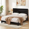 Artiss King Bed Frame Upholstered Platform Base with Geometric Headboard Black Velvet