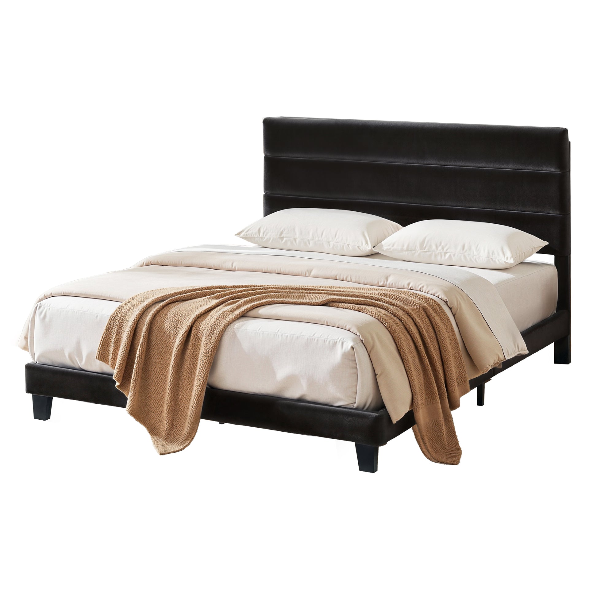 Artiss King Bed Frame Upholstered Platform Base with Geometric Headboard Black Velvet Awezingly