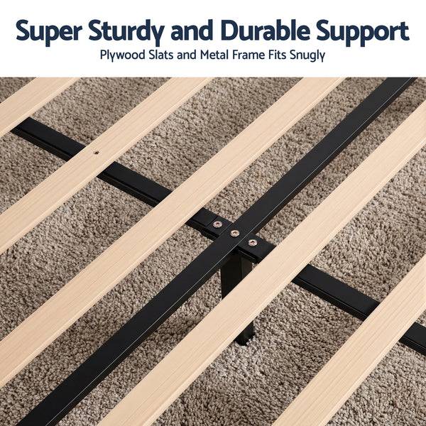 Artiss King Bed Frame Upholstered Platform Base with Geometric Headboard Charcoal Grey Linen Wood Slats for Modern Bedroom Furniture Home Decor Awezingly