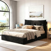 Artiss Queen Bed Frame with Horizontal Gas Lift Storage with LED Light USB Type-C Charging Station Black Velvet