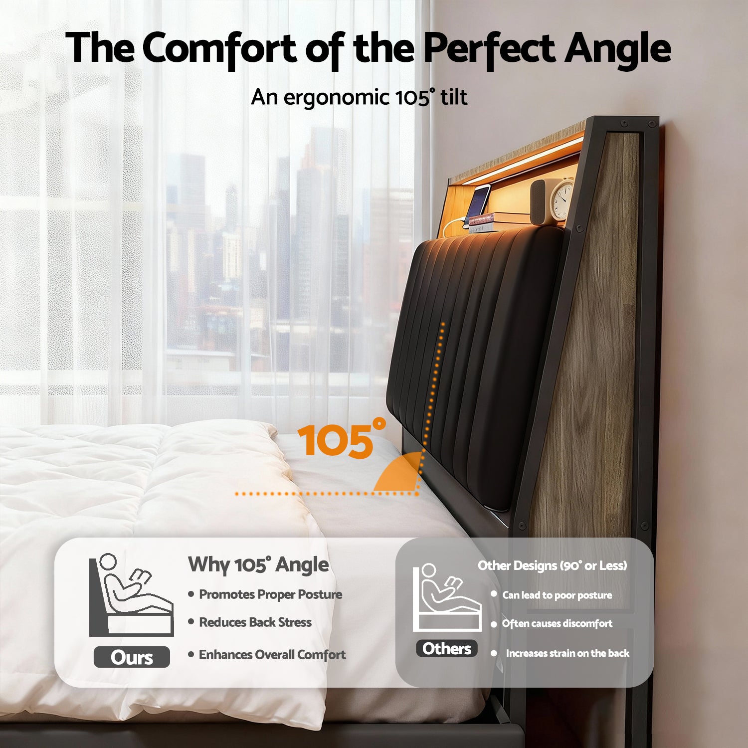 Artiss Queen Bed Frame LED Storage Headboard with Charging Station Black Awezingly