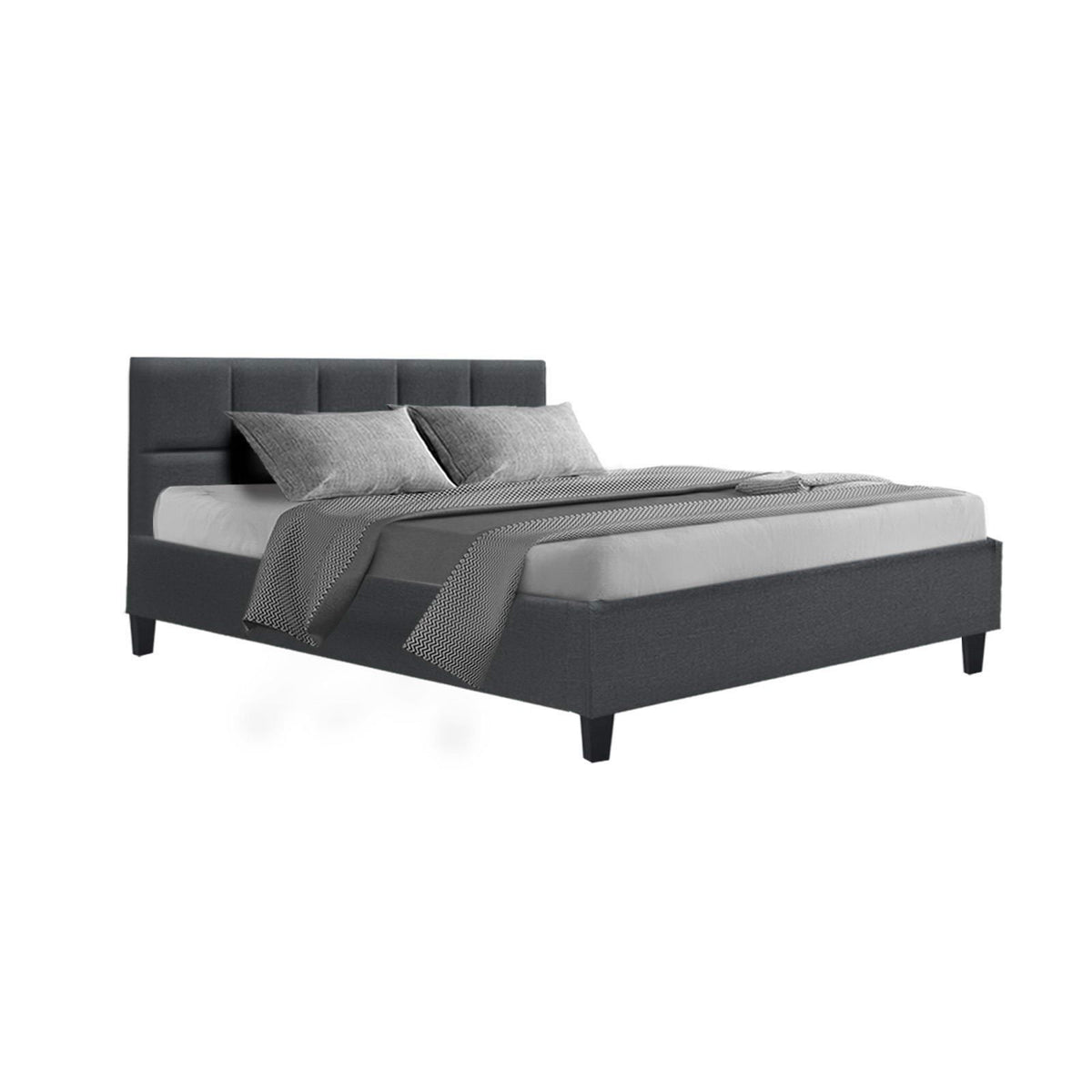Artiss Tino Bed Frame Double Size Charcoal Fabric Artiss
