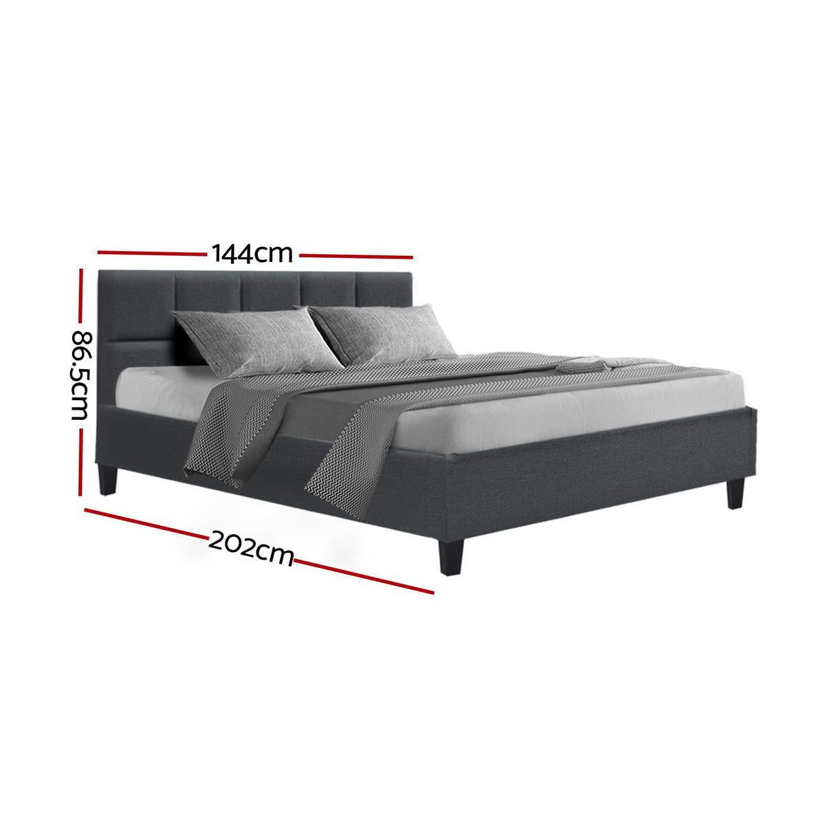 Artiss Tino Bed Frame Double Size Charcoal Fabric Artiss
