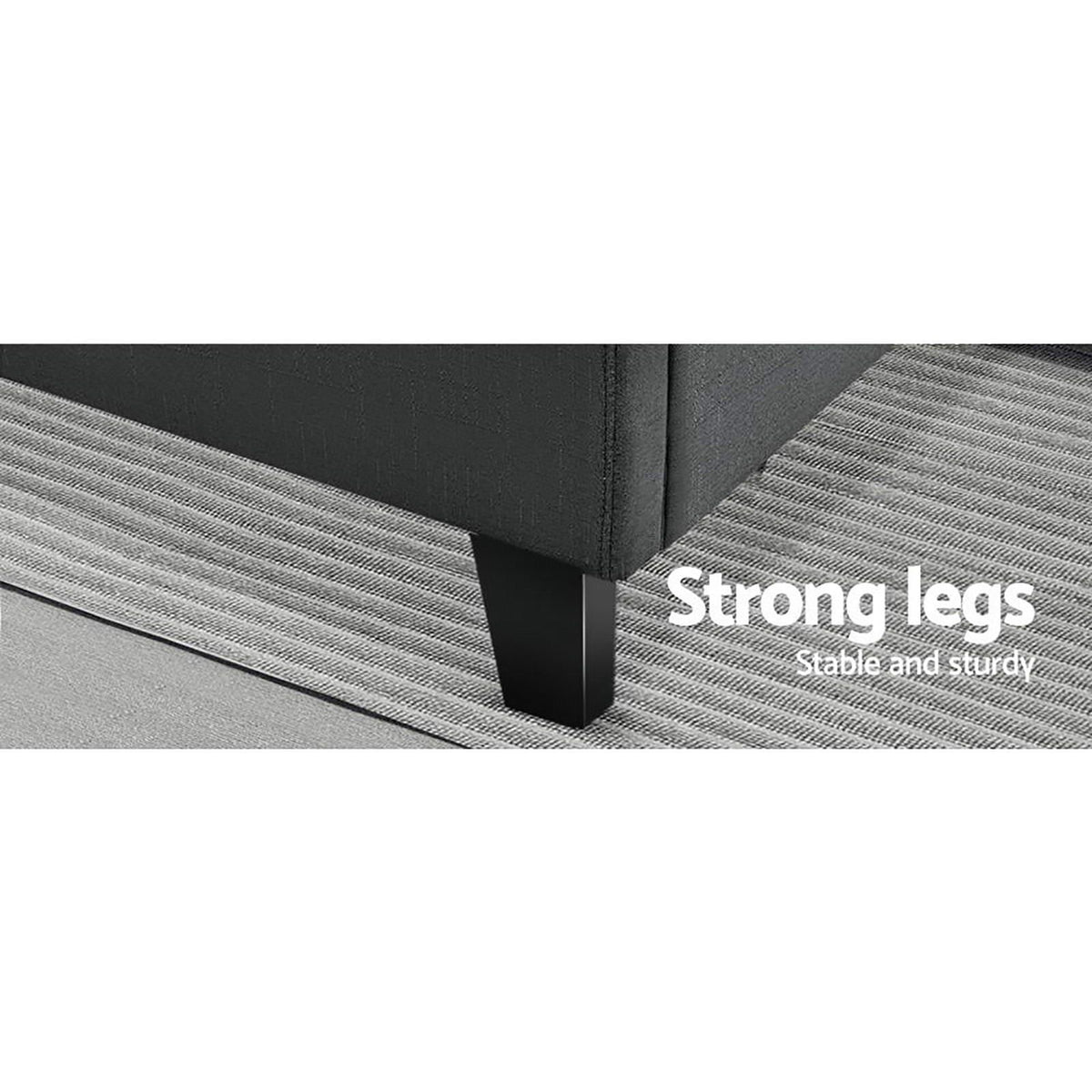 Artiss Tino Bed Frame Double Size Charcoal Fabric Artiss