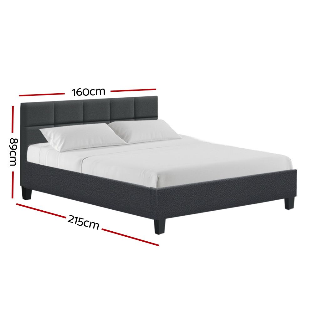 Artiss Tino Bed Frame Queen Size Charcoal Fabric Artiss