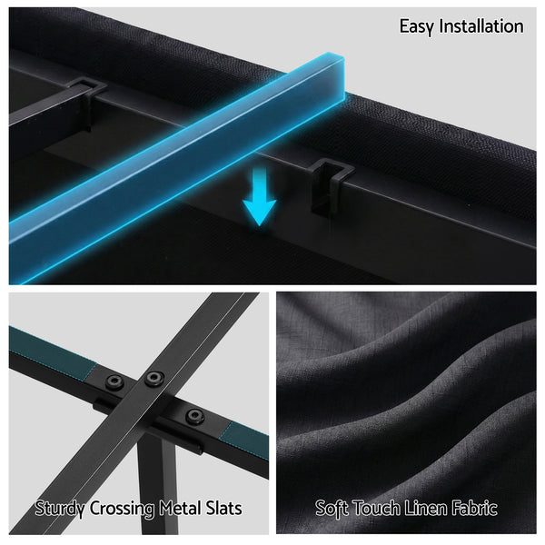 Artiss Double Bed Frame with Storage Drawers RGB Lights Charging Station Upholstered Fabric Awezingly