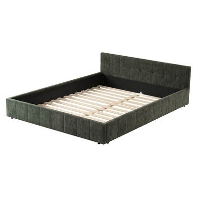 Artiss King Bed Frame Chenille Heavy Duty Platform Base Green 300kg Support No Box Spring Needed