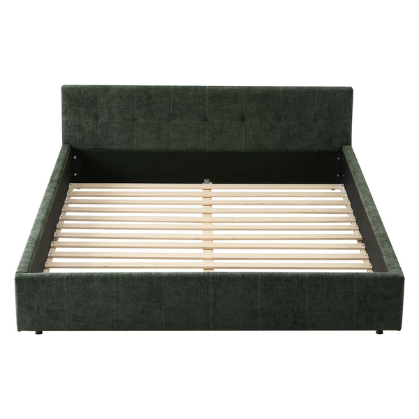 Artiss Queen Bed Frame Chenille Heavy Duty Platform Base Green 300kg Support No Box Spring Needed Awezingly