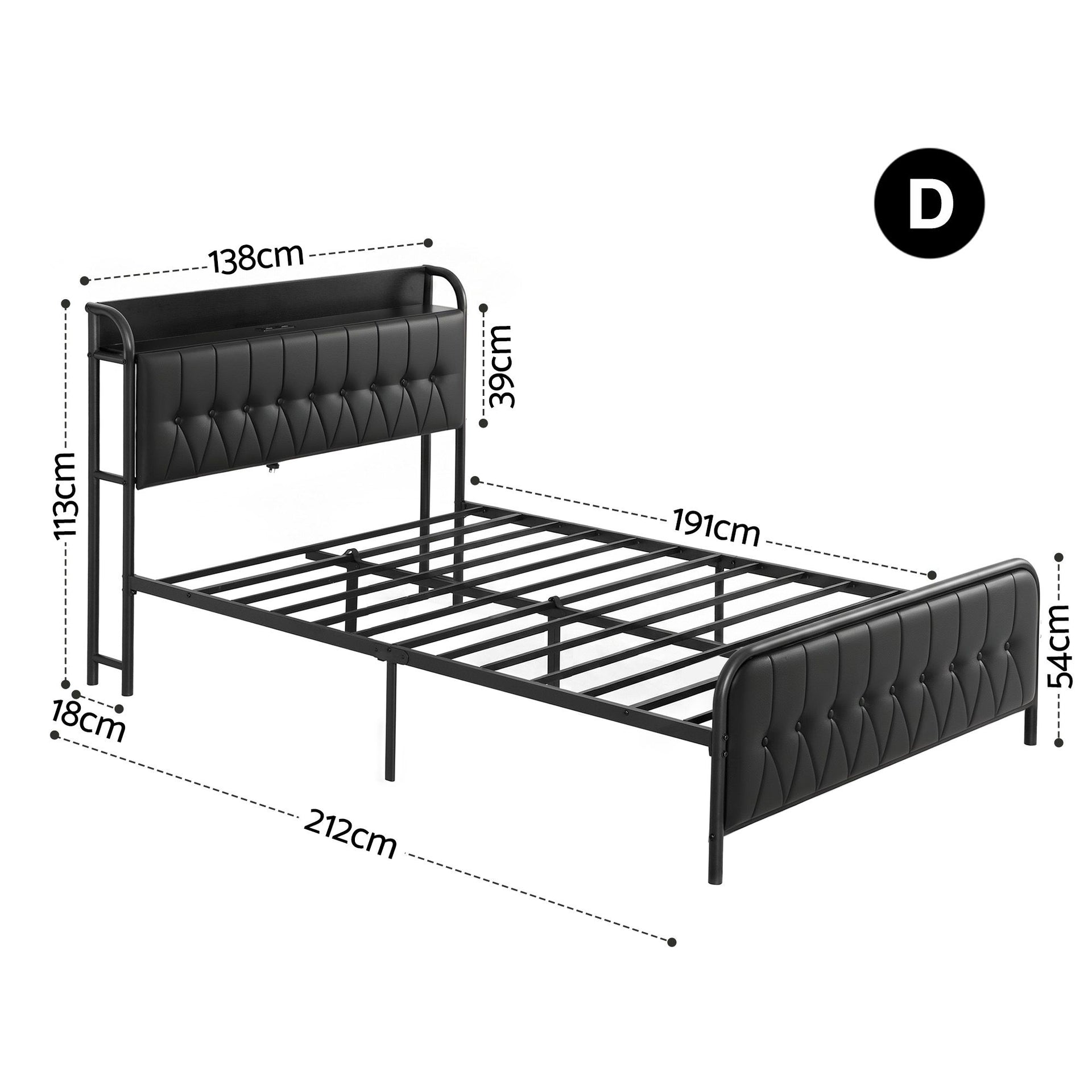 Artiss Double Bed Frame with Storage Headboard SAA Certified Charging Station Awezingly