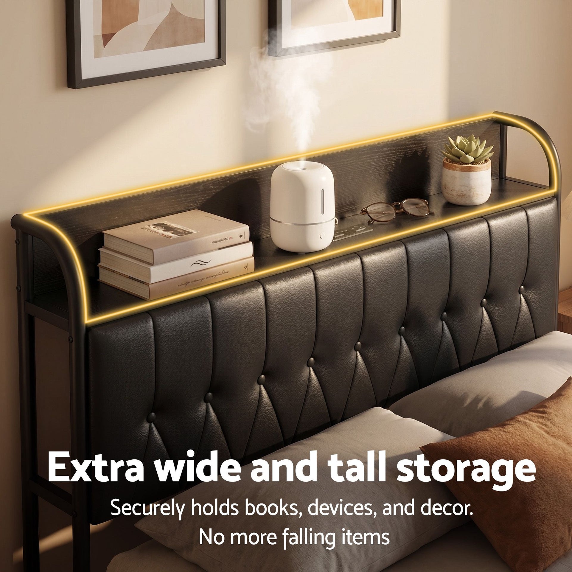 Artiss Double Bed Frame with Storage Headboard SAA Certified Charging Station Awezingly