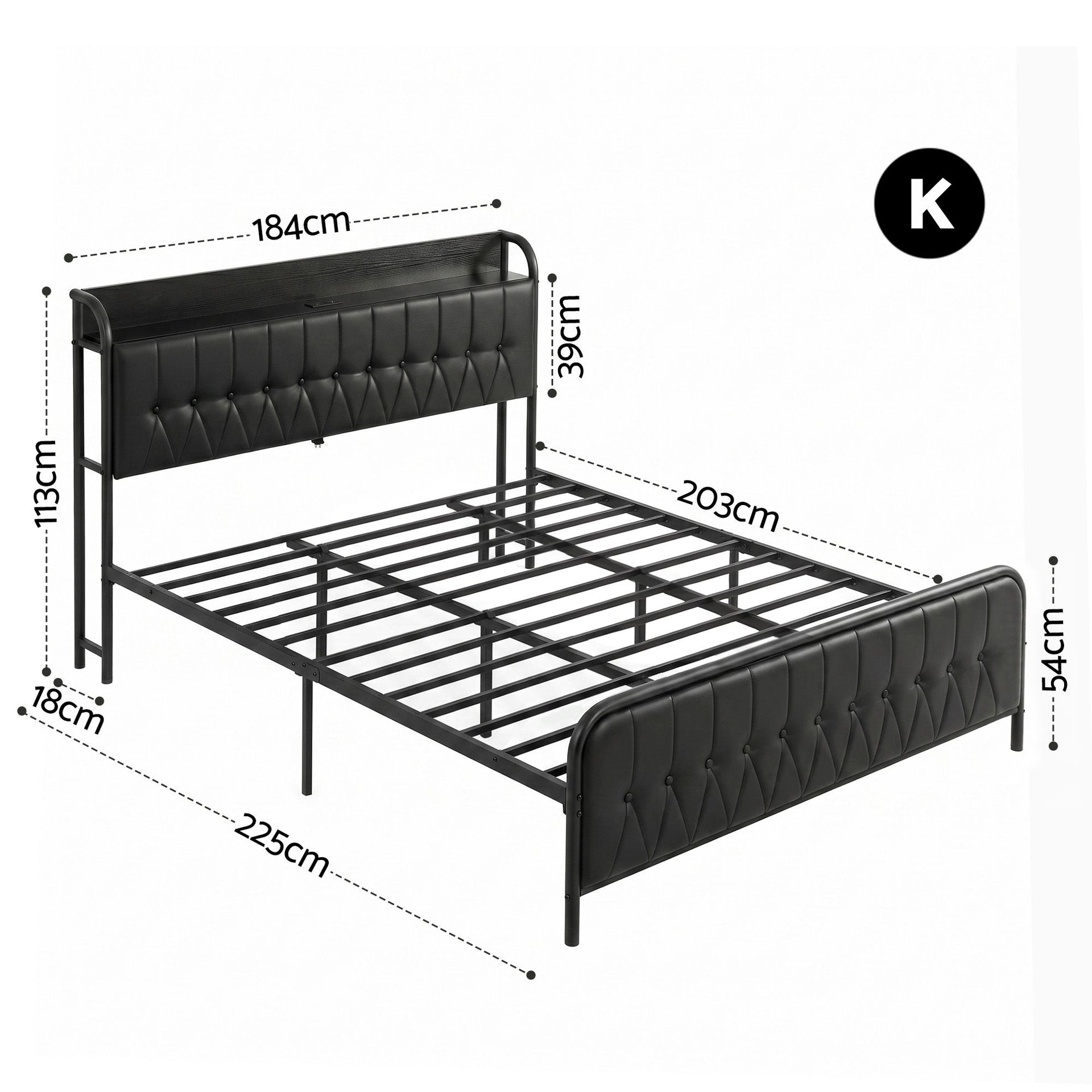 Artiss King Bed Frame with Storage Headboard SAA Certified Charging Station Awezingly