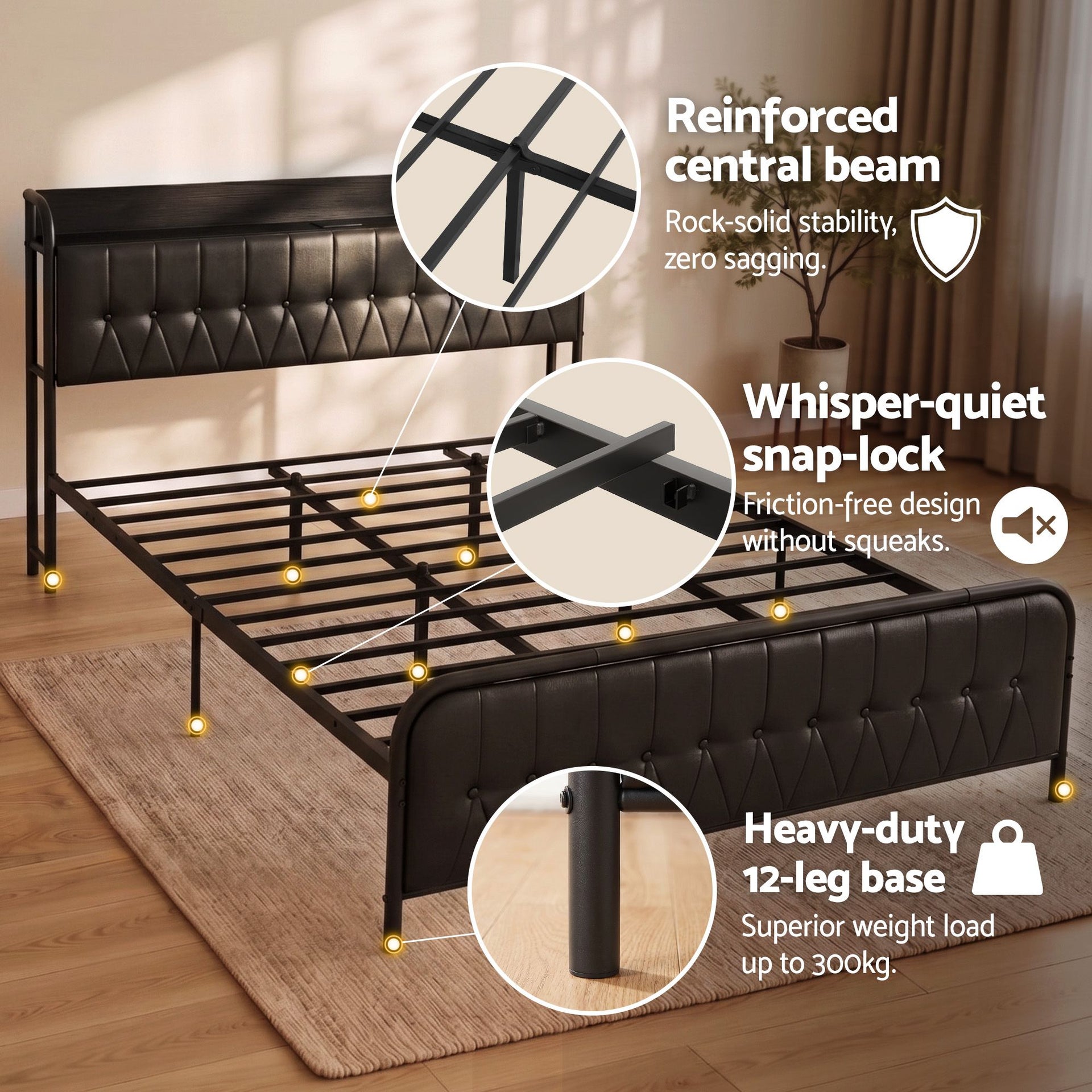 Artiss King Bed Frame with Storage Headboard SAA Certified Charging Station Awezingly