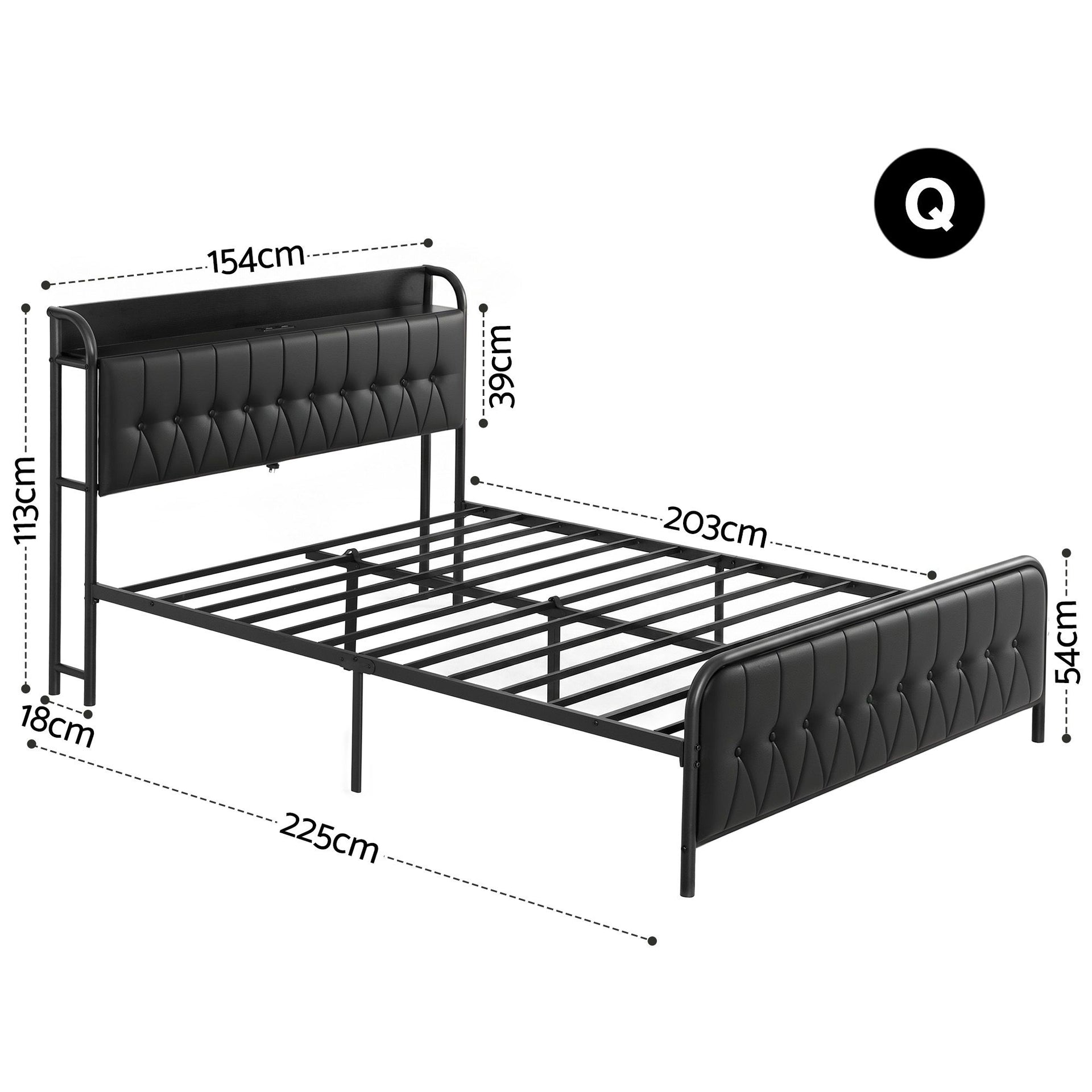 Artiss Queen Bed Frame with Storage Headboard SAA Certified Charging Station Awezingly