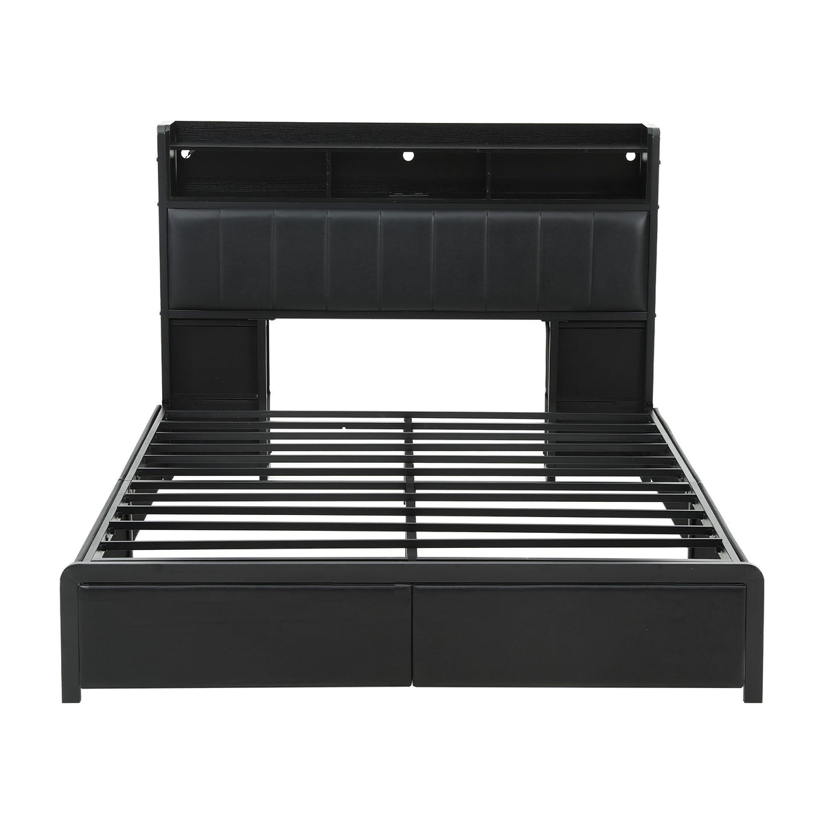 Artiss Double Bed Frame with Storage Headboard, 2 Drawers, Charging Station LED Light Awezingly