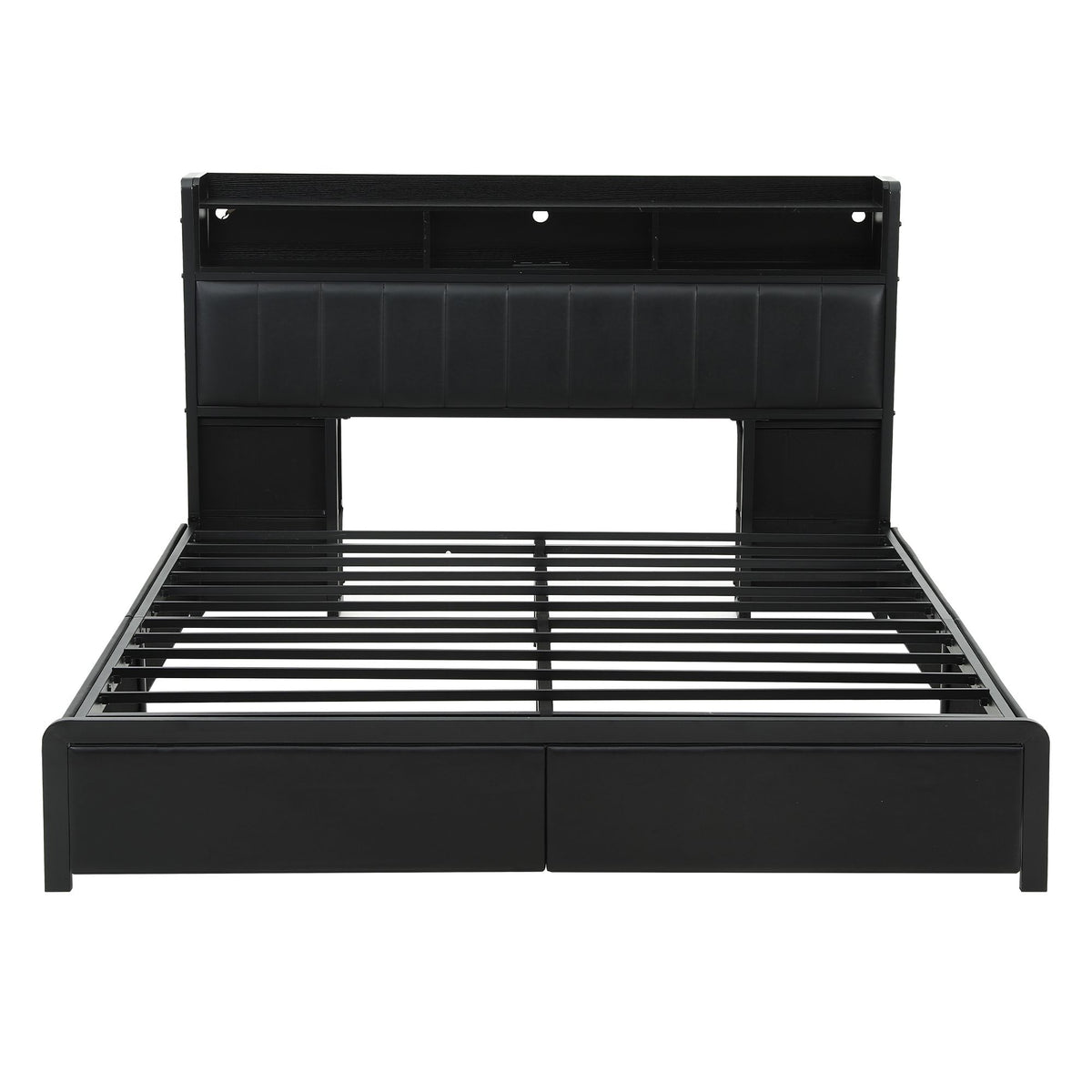Artiss King Bed Frame with Storage Headboard, 2 Drawers, Charging Station & LED Light Awezingly