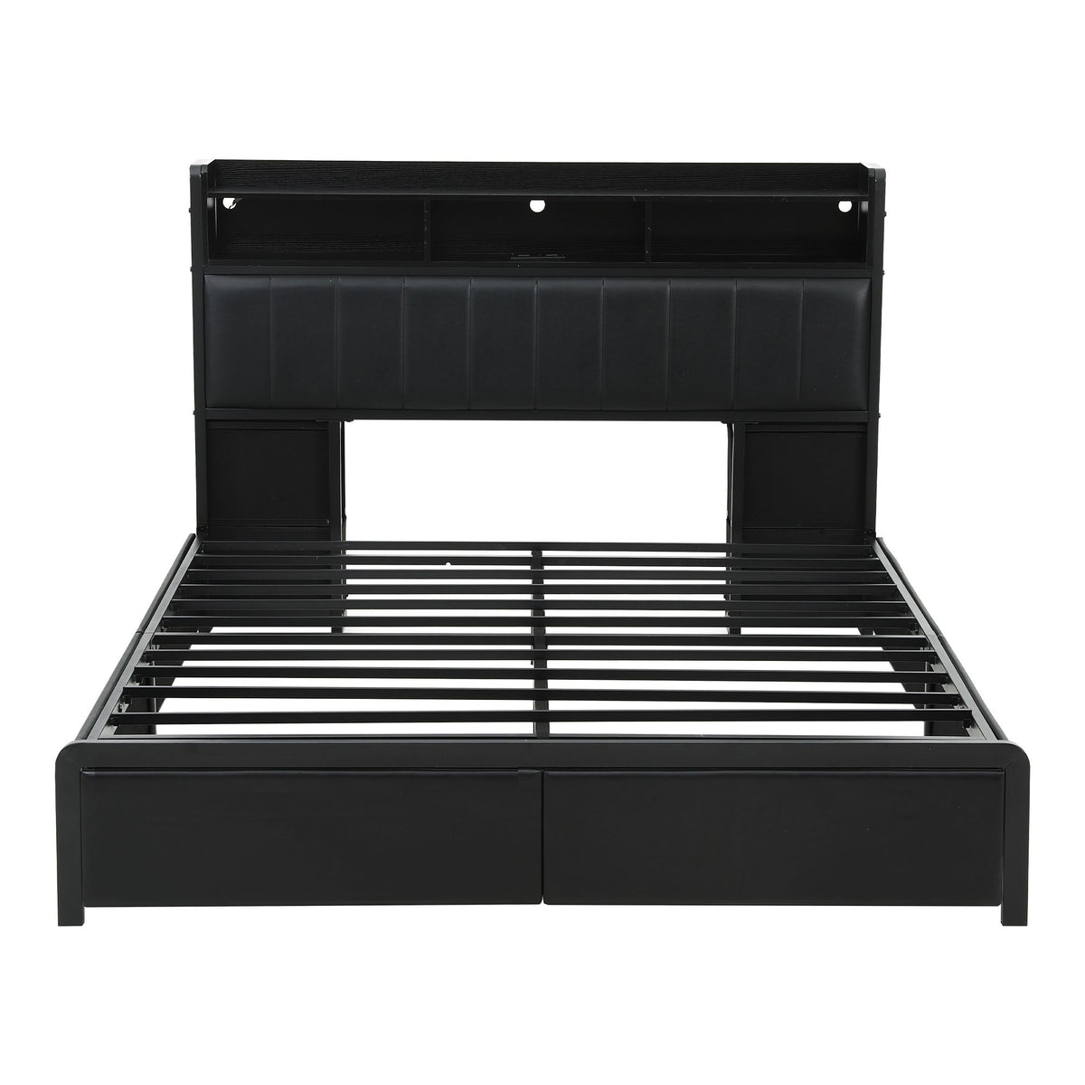 Artiss Queen Bed Frame with Storage Headboard, 2 Drawers, Charging Station& LED Light Awezingly