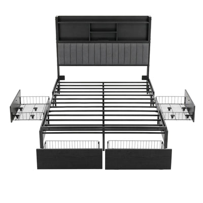 Artiss Queen Bed Frame with Storage, 4 Drawers and Charging Station