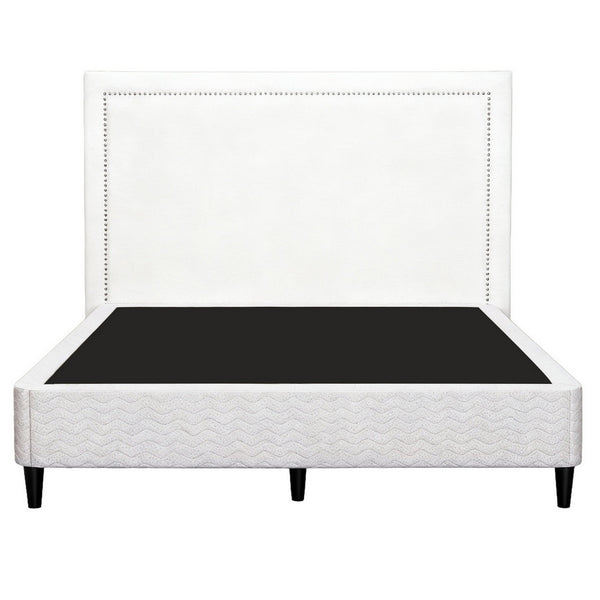 Artiss Queen Bed Frame with Headboard Platform Bed Base Grey Beige Fabric Metal