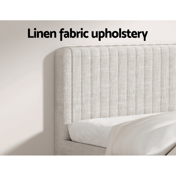 Artiss BedStory King Bed Frame with Mattress Set Platform Base Pocket Coil Linen Upholstered