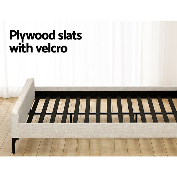 Artiss BedStory King Bed Frame with Mattress Set Platform Base Pocket Coil Linen Upholstered