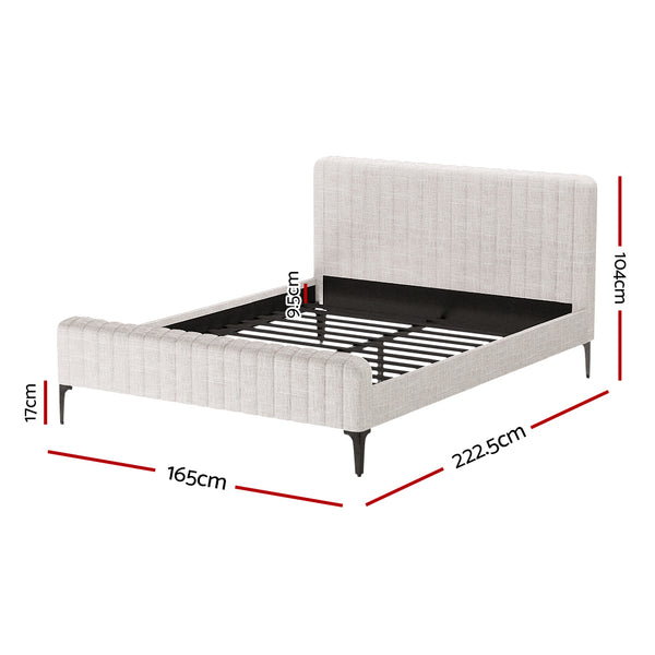 Artiss BedStory Queen Bed Frame with Mattress Set Platform Base Pocket Coil Linen Upholstered Awezingly