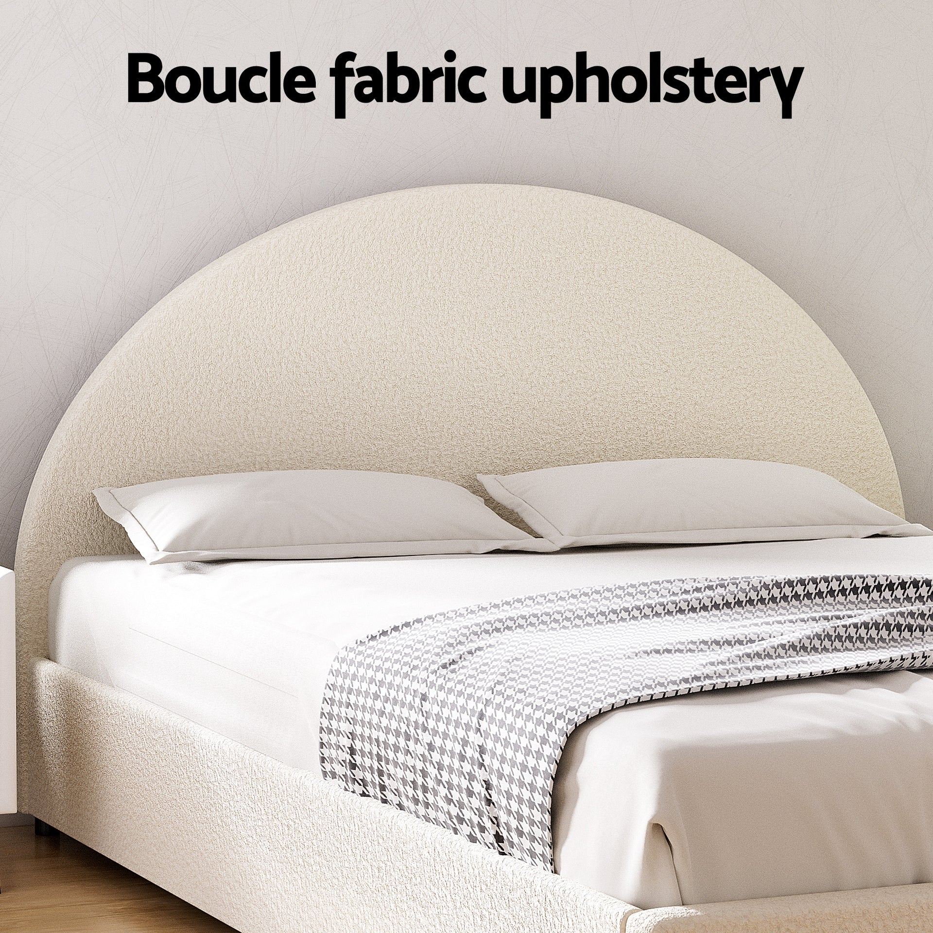 Artiss Queen Bed Frame Bedside Table Set Gas Lift Storage Base with Boucle Fabric Upholstered Headboard 2 Drawer Nightstand for Bedroom Furniture Awezingly