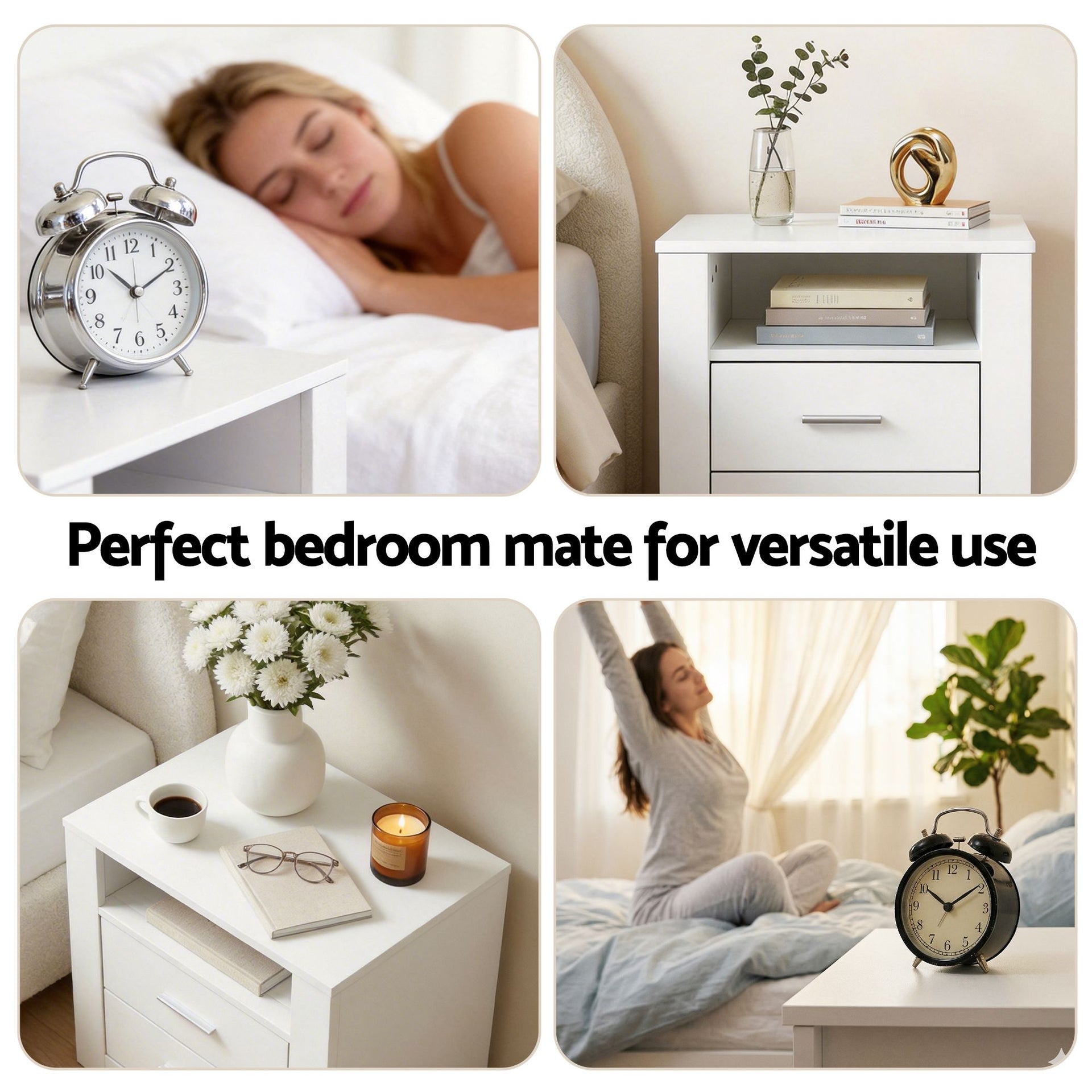 Artiss Queen Bed Frame with Storage and Bedside Table Set Boucle Fabric Gas Lift Bed Base 2-Drawer Nightstand Awezingly