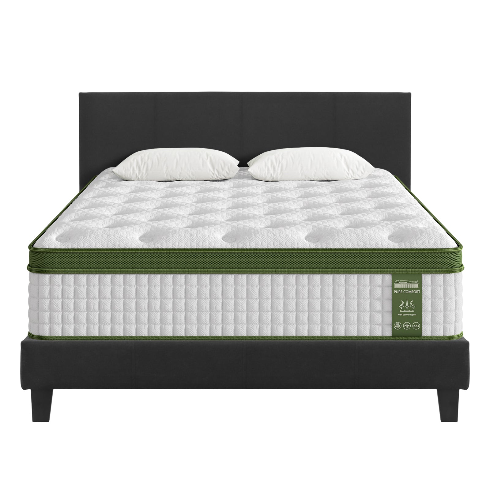 Artiss BedStory Double Bed Frame Mattress Set Platform Upholstered Hybrid Pocket Coil Awezingly