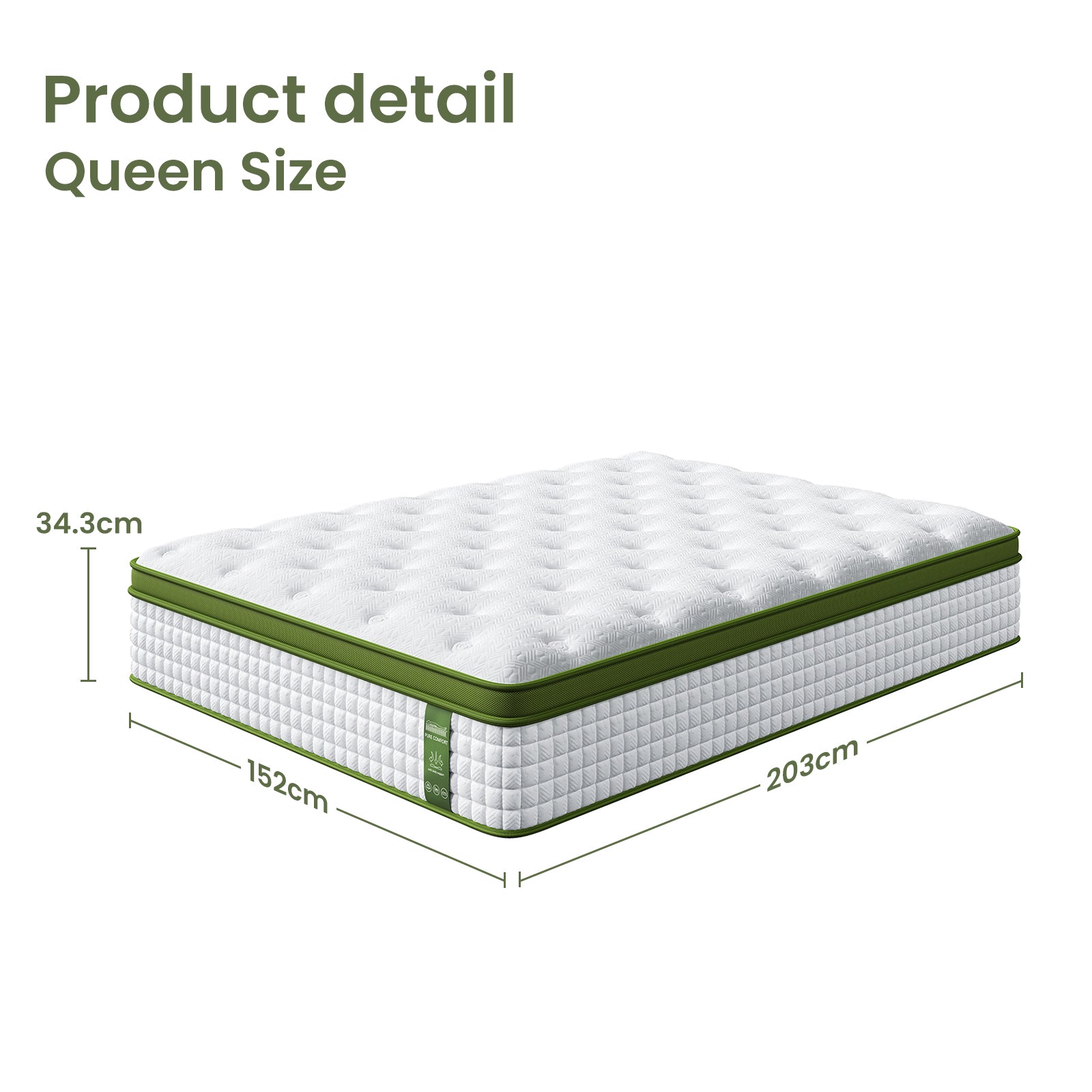 Artiss BedStory Queen Bed Frame Mattress Set Platform Upholstered Hybrid Pocket Coil Awezingly