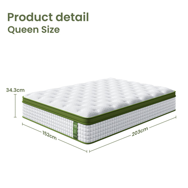 Artiss BedStory Queen Bed Frame Mattress Set Platform Upholstered Hybrid Pocket Coil Awezingly
