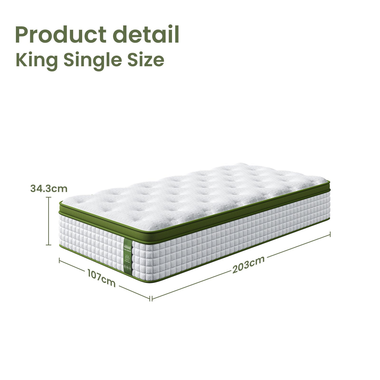 Artiss King Single Bed Set with BedStory Hybrid Mattress Upholstered Platform White Boucle Fabric Awezingly
