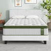 Artiss BedStory Queen Bed Frame Set with Hybrid Mattress and Leather Frame Medium White