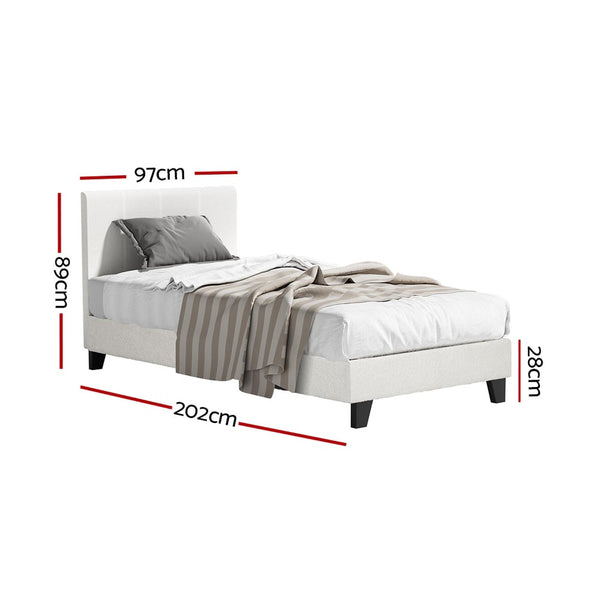 Artiss BedStory Single Bed Frame Mattress Bundle Platform Headboard Medium Firm Hybrid White Awezingly