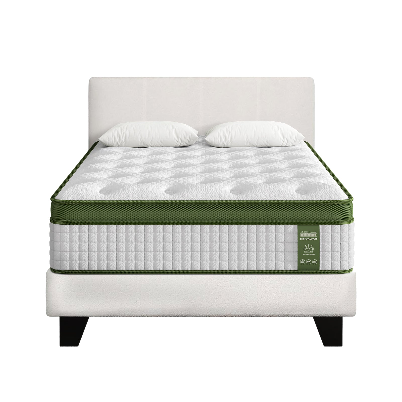 Artiss BedStory Single Bed Frame Mattress Bundle Platform Headboard Medium Firm Hybrid White Awezingly