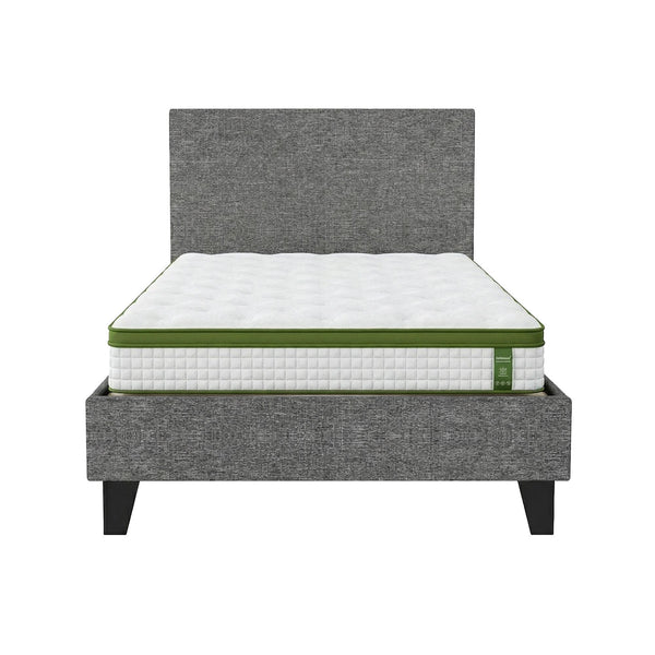 Artiss BedStory Single Bed Frame and Mattress Set, 30cm Hybrid Cooling Gel Mattress with Grey Upholstered Wooden Platform Base, Modern Bedroom Furniture Bundle Awezingly