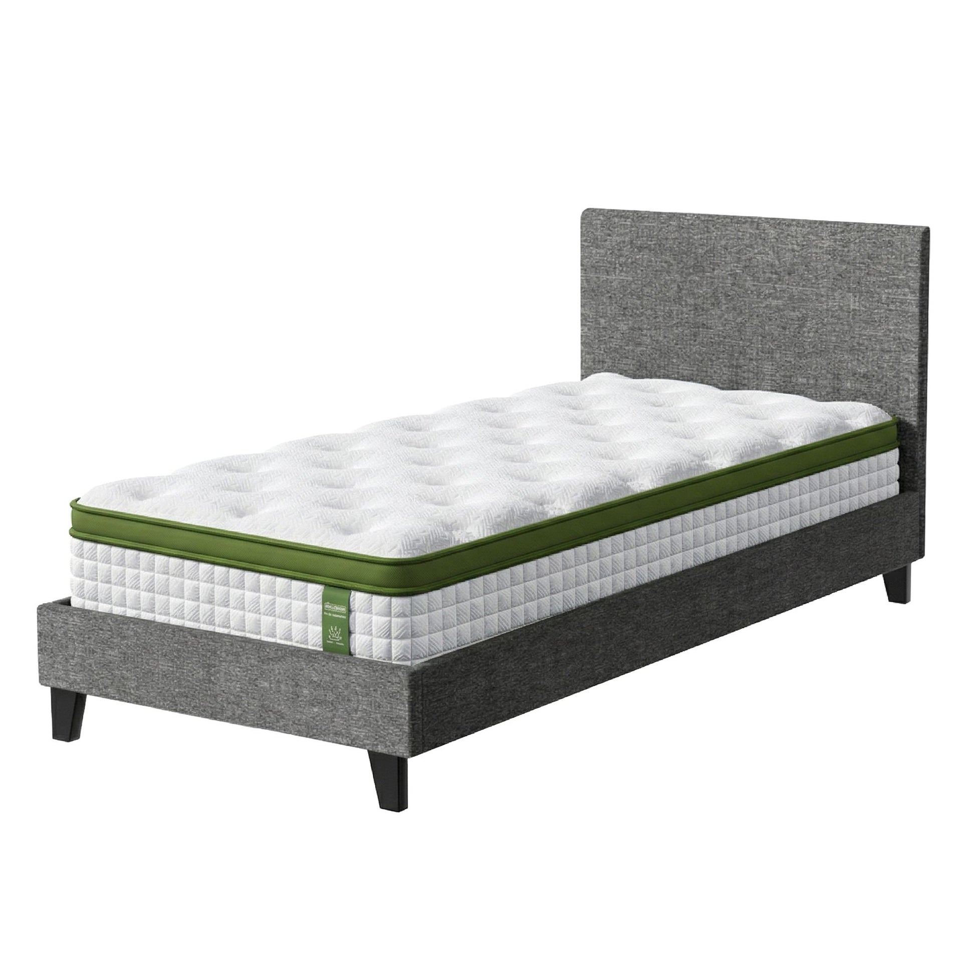 Artiss BedStory Single Bed Frame and Mattress Set, 30cm Hybrid Cooling Gel Mattress with Grey Upholstered Wooden Platform Base, Modern Bedroom Furniture Bundle Awezingly