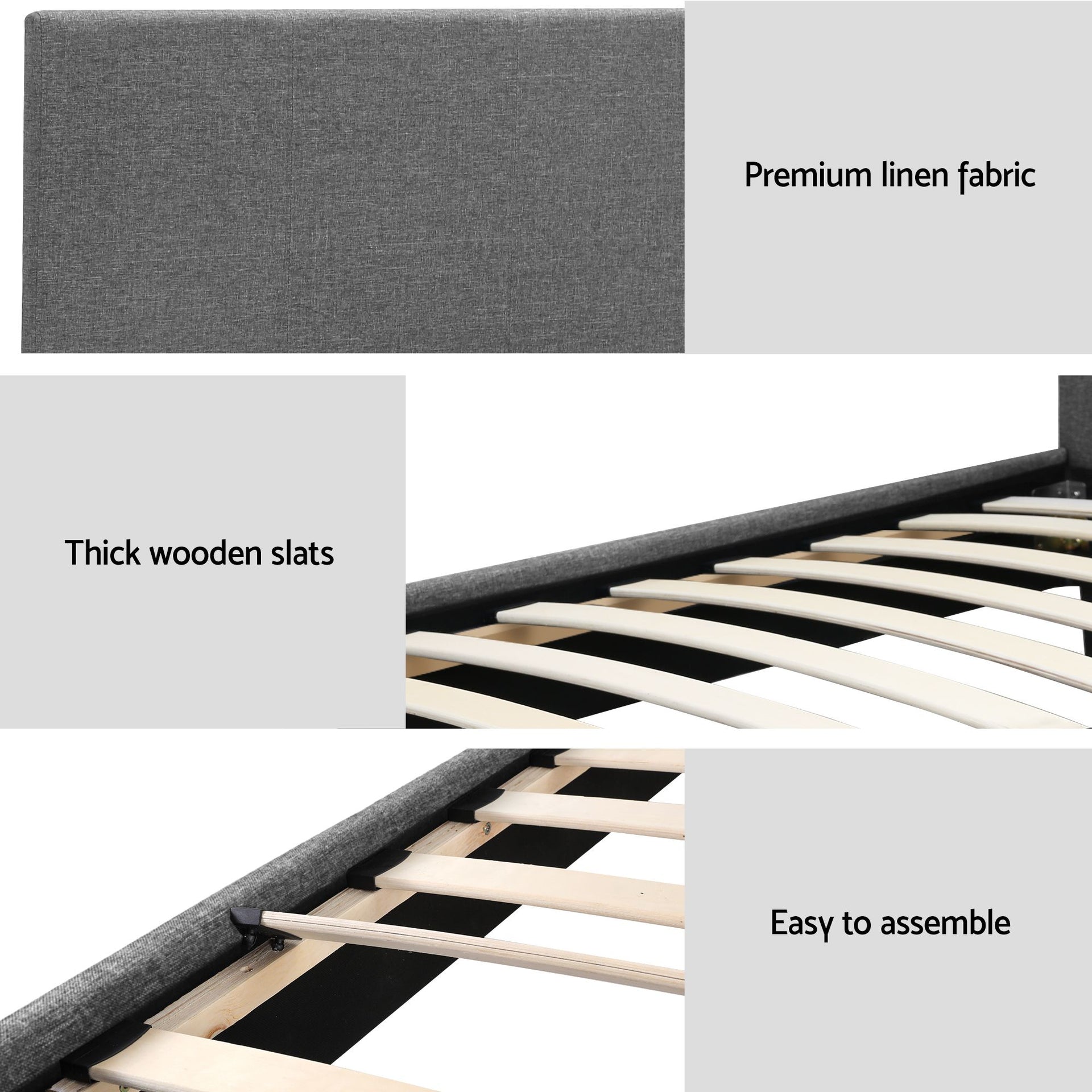 Artiss BedStory Single Bed Frame and Mattress Set, 30cm Hybrid Cooling Gel Mattress with Grey Upholstered Wooden Platform Base, Modern Bedroom Furniture Bundle Awezingly