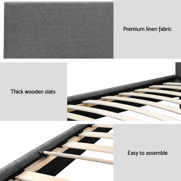 Artiss BedStory Single Bed Frame and Mattress Set, 30cm Hybrid Cooling Gel Mattress with Grey Upholstered Wooden Platform Base, Modern Bedroom Furniture Bundle Awezingly