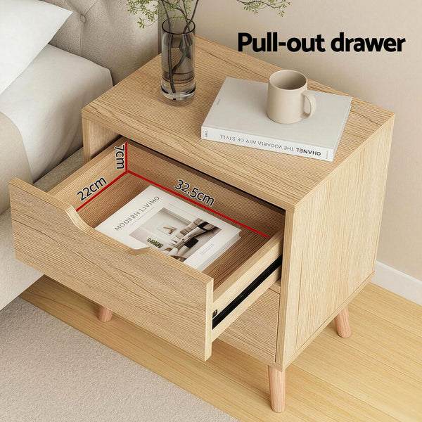 Artiss Double Bed Frame with Storage and Bedside Table Set Tufted Linen Gas Lift Bed Base and 2-Drawer Nightstand Awezingly
