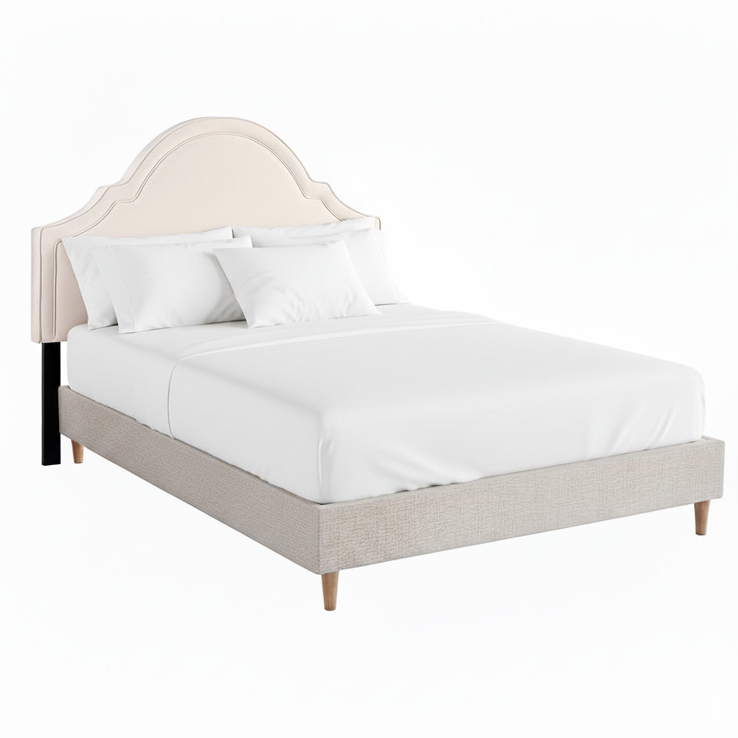 Artiss Queen Bed Frame with Storage Scalloped Velvet Headboard Wooden Platform Base Awezingly