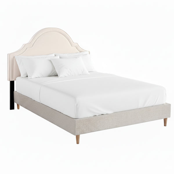 Artiss Queen Bed Frame with Storage Scalloped Velvet Headboard Wooden Platform Base Awezingly