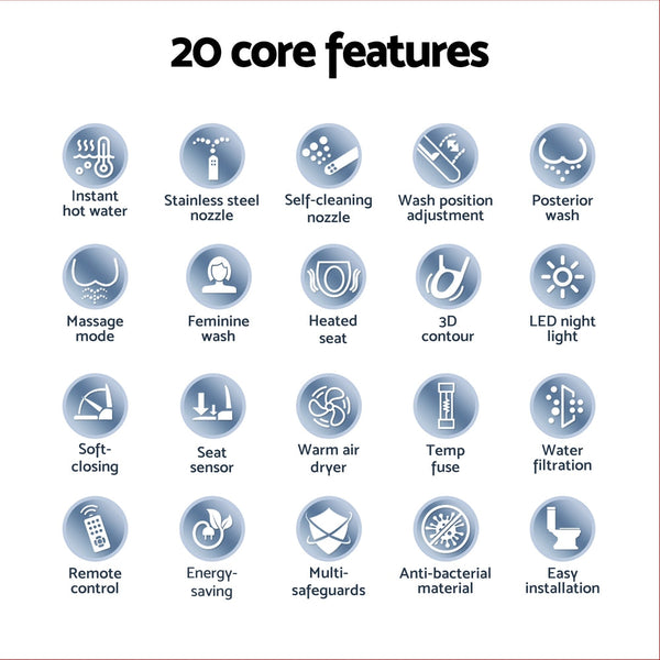 Cefito Electric Bidet Toilet Seat Cover LED Night Light Heated Seat with Remote Awezingly