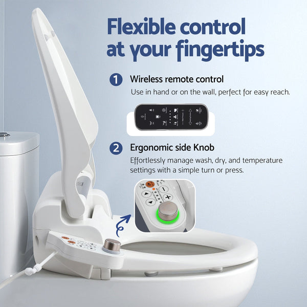Cefito Electric Bidet Toilet Seat Cover LED Night Light Heated Seat with Remote Awezingly
