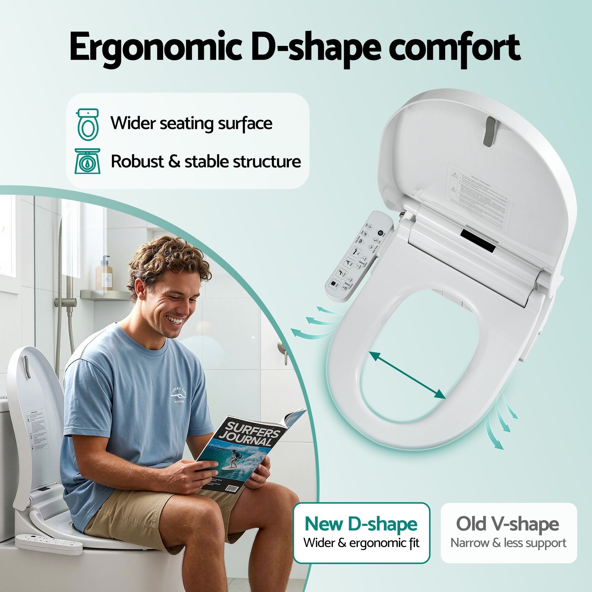 Cefito Smart Electric Bidet Toilet Seat Cover D-Shape SIAA Material Certified Awezingly